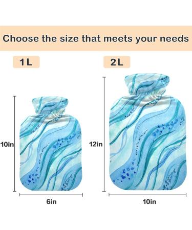 NAANLE Sea Wave Marmor 1L Transparent Hot Water Bottle with Cover - Effective Heat & Cold Therapy for Pain Relief & Winter Comfort - Buy Online on GoSupps.com