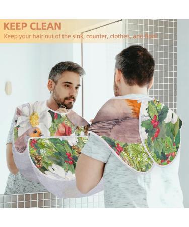 Beard Bib Apron for Men - Waterproof Hair Catcher & Grooming Cape | Retro Flowers & Birds Design - Buy Online on GoSupps.com