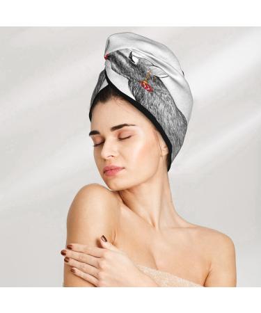 Moose Kissing Under Mistletoe Hair Towel Wrap - Quick Drying Hair Turban with Button | Perfect Hair Care Essential - Buy Online on GoSupps.com