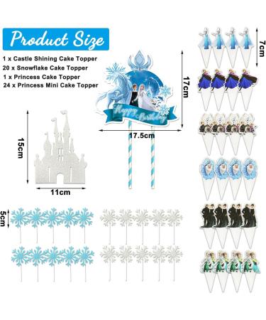 Ice Queen Cake Topper Set - 46 Pieces Elsa Princess Decorating Kit for Birthday Parties | Muffin & Cake Decorations for Girls - Buy Online on GoSupps.com