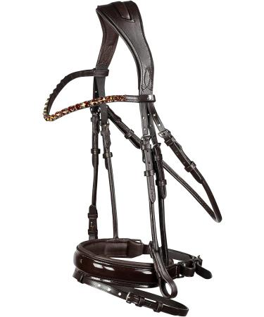 HORZE Horse Bridle Clermont Anatomical for Warmblood & Thoroughbred - Dark Brown C (C) - Premium Quality eCommerce Shipping Worldwide - Buy Online on GoSupps.com
