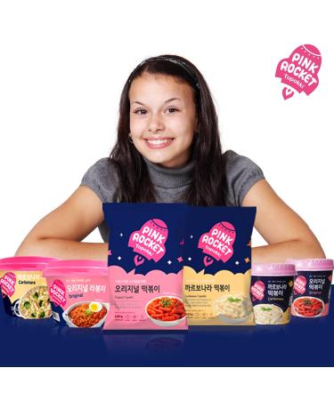 Tteokbokki Pink Rocket Korean Rice Cake Carbonara 120g - 2 Servings | Carbonara Flavor - Buy Online on GoSupps.com