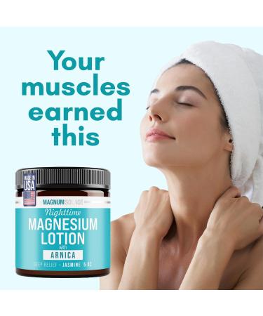 Magnum Solace Nighttime Magnesium Lotion with Arnica Soothing Relief & Relaxation Highly Concentrated Magnesium for Muscles & Joints Apply to Legs or Feet Before Bed Skin-Friendly - Buy Online on GoSupps.com