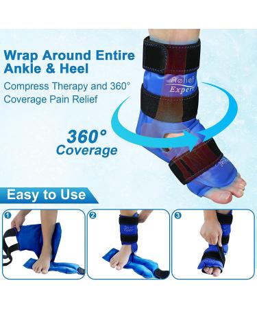 Relief Expert Ankle Ice Pack Wrap - 2 Pack for Plantar Fasciitis, Achilles Tendonitis, Heel Relief - Royal Blue - Buy Online on GoSupps.com