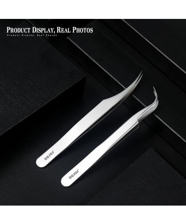 Bezox 2-Piece Stainless Steel Eyelash Extension Tweezers | Straight & Curved Lash Application Tools | Dolphin & Butterfly Design - Buy Online on GoSupps.com