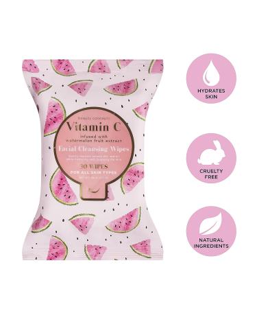 Beauty Concepts Watermelon Facial Cleansing Wipes with Aloe, Vitamin C, Collagen & Rose - Slice of Summer - Buy Online on GoSupps.com