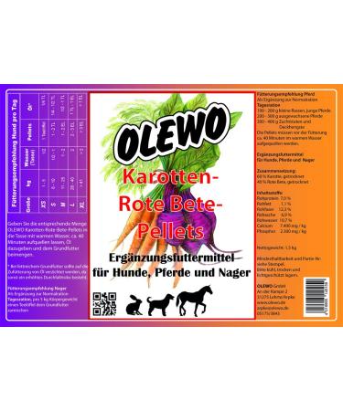 Olewo Karotten-Rote Bete-Pellets 4 Kg