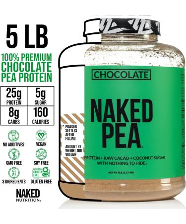 Naked Pea Protein Isolate - North American Farms - 5lb Bulk Plant Based Chocolate Protein - Vegetarian & Vegan - Non-GMO, Gluten/Lactose/Soy Free - Buy Online on GoSupps.com