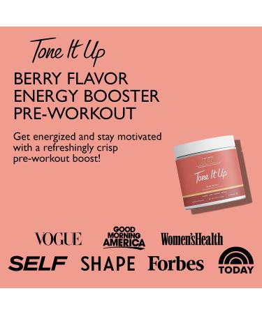 Tone It Up Energy Booster - Pre Workout Powder for Women - 14 Servings - Caffeine and Electrolytes Provides Energy and Focus - Non-Dairy Gluten Free  Kosher  Non-GMO - Very Berry - 10g of Protein Pre-Workout Energy Boost 9â¦ - Buy Online on GoSupps.com