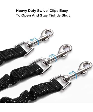 3 Way Dog Leash Coupler Heavy Duty No Pull Multiple Double Tangle Free Trio Nylon Bungee Cord Stretchy Durable Pups Lead for Small Medium Dogs Training Walking Dog Puppy - Buy Online on GoSupps.com
