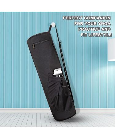 HAGUSU Waterproof Yoga Mat Bag with 2 Pockets, Adjustable Shoulder Strap - Black - Buy Online on GoSupps.com