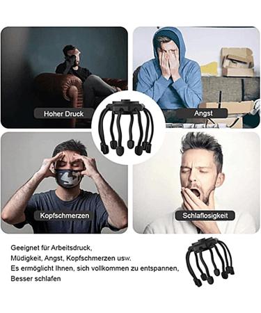 Electric Head Massager - Octopus Scalp Massager with 3 Modes & 10 Vibrating Contacts for Deep Sleep Hair Growth and Ultimate Relaxation - Upgrade Black - Buy Online on GoSupps.com