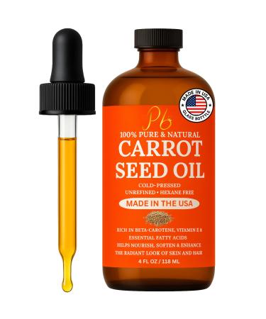 Pomberries Carrot Seed Oil | 100% Pure Cold-Pressed & Unrefined Unscented Carrot Oil for Hair Skin & Face Moisturizing Body & Carrier Oil Helps Improve the Look of Fine Lines & Wrinkles | 4 fl oz