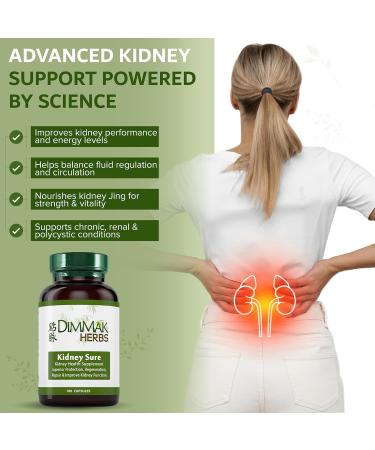 Dimmak Herbs Kidney Sure- Kidney Cleanse & Revitilization Tonic- Organic Herbal Support for Renal Health Urinary Tract Flow & Vitality- TCM Doctor Formulated Vegan- 400mg 100 Capsules - Buy Online on GoSupps.com