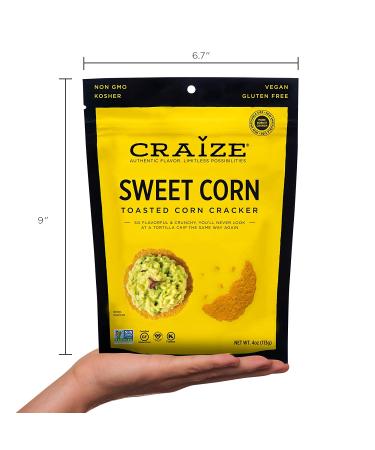 Craize Sweet Corn Flavor Thin & Crunchy Gluten-Free Crackers - Organic 3 Pack (4 oz each) - Buy Online on GoSupps.com