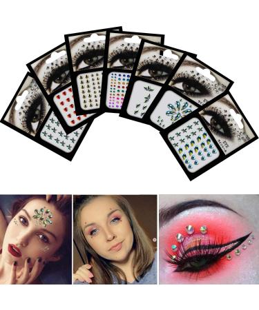 Face Jewels Stickers Gems Rhinestones | Body Glitter Festival Rave & Party Accessories - 12 Sheets - Buy Online on GoSupps.com