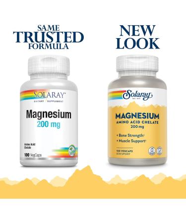 Solaray Magnesium 200 mg - 100 Vegan Capsules for Optimal Health - Buy Online on GoSupps.com