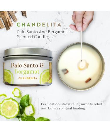 Chandelita Fragrance Candle | Palo Santo & Bergamot - Natural Aromatherapy Candle with Essential Oils & Soy Wax for Meditation & Chakra Healing - Buy Online on GoSupps.com