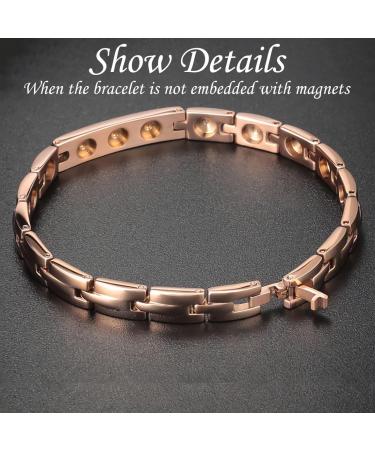 LPLSROAD Magnetic Lymph Detox Bracelet for Women - Rose Gold Titanium Power Magnetic Bracelet for Arthritis Pain Relief and Carpal Tunnel with Adjust Tool - Buy Online on GoSupps.com