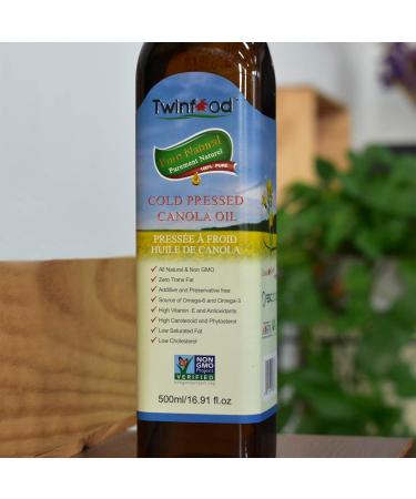 Canola Oil Classic 500ml Cold-Pressed Non-GMO for Cooking & Dressing by Twinfood (1 bottle) 500 ml (Pack of 1) - Buy Online on GoSupps.com