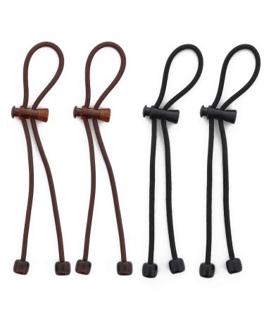 Pulleez Plus Sliding Ponytail Holder  13 Set of 4 - Acrylic Charms - 2 Brown/ 2 Black Elastic Hair Ties