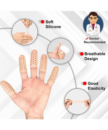 LATEX-FREE Gel Finger Cots (14 PCS) - Breathable Silicone Finger Protectors for Hand Eczema, Cracking, Arthritis, Trigger Finger - Buy Online on GoSupps.com