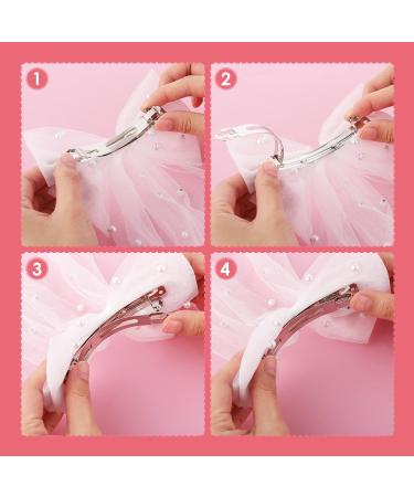 Bridal Hair Bow Veil with Pearl White Wedding Veil with Barrette Short Tulle Hair Accessories for Bachelorette Party Bridal Shower - Buy Online on GoSupps.com