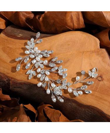 Unicra Crystal Bridal Hair Vine | Silver Wedding Hair Accessories & Pearl Headband for Brides & Bridesmaids - Buy Online on GoSupps.com
