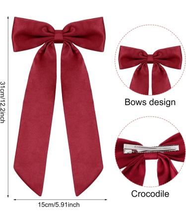 2 PCS Big Bow Hair Clips French Style Hair Barrettes for Women - Black+Red - Buy Online on GoSupps.com