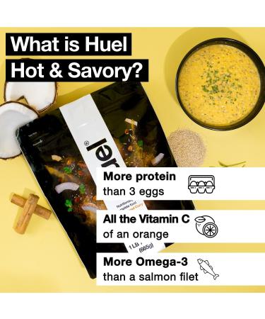 Huel Yellow Coconut Curry Hot and Savory Meal Replacement - 14 Scoops, 25g Protein, 8g Fiber, 27 Vitamins & Minerals - Buy Online on GoSupps.com