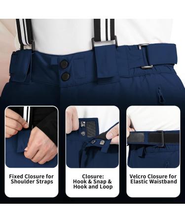 AOLI RAY Men's Ski & Snowboard Pants - Waterproof Windproof Bibs with Removable Straps - Dark Blue Outdoor Gear - Buy Online on GoSupps.com