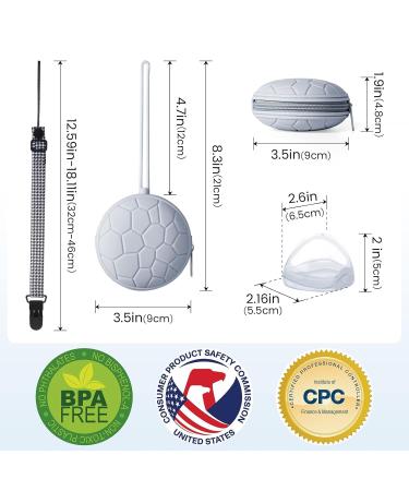 Orzbow Silicone Pacifier Box - BPA-Free Storage Bag with Chain for 2 Pacifiers | Travel & Home Use | Gray - Buy Online on GoSupps.com