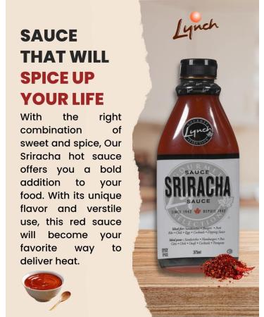 Lynch Sriracha Sauce - 375 ml. This sauce reveals quality sriracha hot sauce. Rich in flavors and Versatile to Use! Thick sauce and long lasting. Experience smoke and heat in every bite. - Buy Online on GoSupps.com
