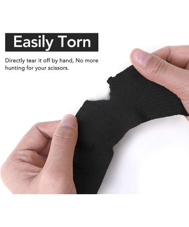 Risen Cohesive Bandage 2x5 Yards 6 Rolls - Self Adherent Wrap for Ankle Sprains & Swelling - Flexible & Breathable First Aid Tape in Black - Buy Online on GoSupps.com