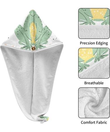 Frogs Flowers Hair Towel 2 Pack - Super Absorbent Quick Dry Hair Turbans for Women & Girls - Buy Online on GoSupps.com