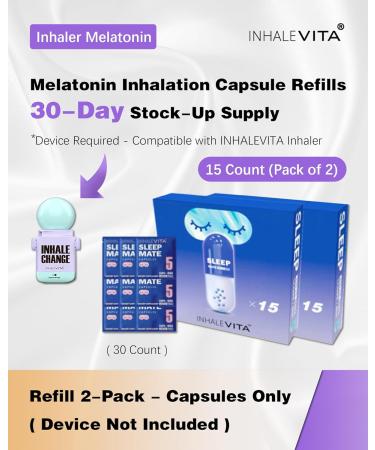 INHALEVITA Melatonin Inhaler Sleep Aid Capsules 30 Count(Device Required)| Fast-Acting with Advanced Absorption| 0.4mg Low Dose, Zero-Sugar| Wake Refreshed, Portable,Non-Habit Forming - Buy Online on GoSupps.com
