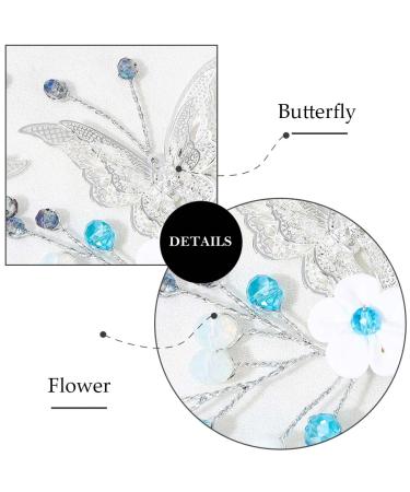 Earent Bride Wedding Flower Hair Pins - Blue Beads Butterfly Hair Accessories (2 Pack) - Buy Online on GoSupps.com