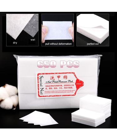 Sularpek 650 Pcs Nail Wipes Cotton Pads for Gel Polish Removal with Cuticle Pusher - Lint Free Nail Art Polish Remover - Buy Online on GoSupps.com