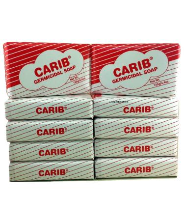 Carib Germicidal Soap: Kills germs used as a mild body soap deodorant and helps with treatment of acne - 4.4 oz ea (10-Pack)