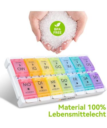 Buy Mericargo 7-Day Pill Organizer - Dual Compartment Weekly Medication Box Multicolored | International Shipping - Buy Online on GoSupps.com