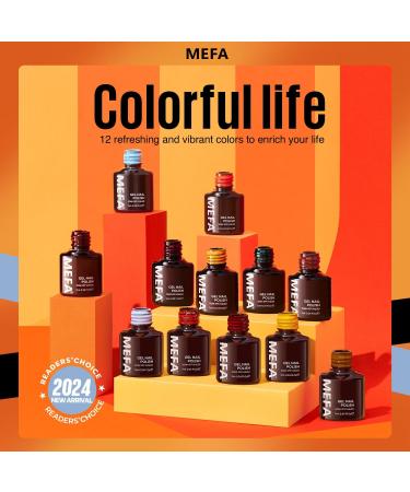 MEFA Fall Gel Nail Polish 12 Colors Burgundy Red Gel Polish Set Flash Dark Red Glitter Nail Gel Polish Orange Shimmer Nude Brown Blue Yellow Gel Nail Gifts for Women Girl Brown Orange - Buy Online on GoSupps.com