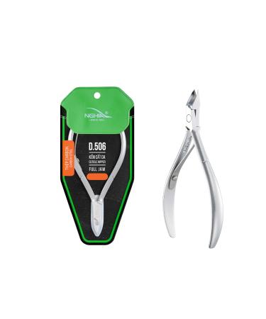 Premium Hard Steel Cuticle Nipper - D-506 Precision Nail Tech Nipper with Grey Plated Full Jaw and Single Spring