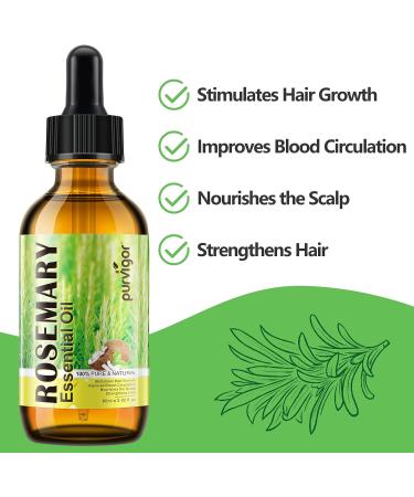 Organic Rosemary Oil for Hair & Skin Care - Pure Natural Essential Oil for Nourishing Scalp and Strengthening Hair (2.02 fl oz) - Buy Online on GoSupps.com