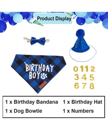 Adoggygo X-Large Blue Dog Birthday Party Supplies - Boy Dog Bandana & Birthday Hat with Numbers - Multi Size Options for Large & X-Large Dogs - Buy Online on GoSupps.com