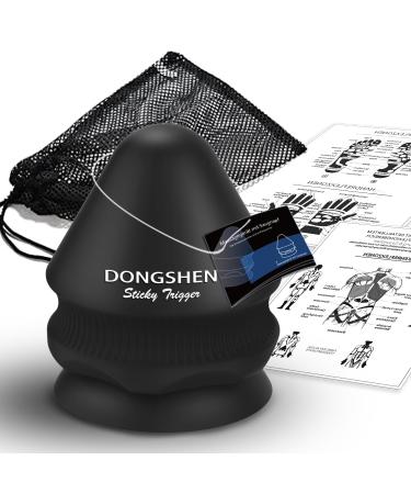 Dongshen triggerpunkt presser - fascia ball & massage ball with suction cup for muscle pain and tension of the shoulder neck arms back and legs - trigger for working on the floor and wall trigger point presser black