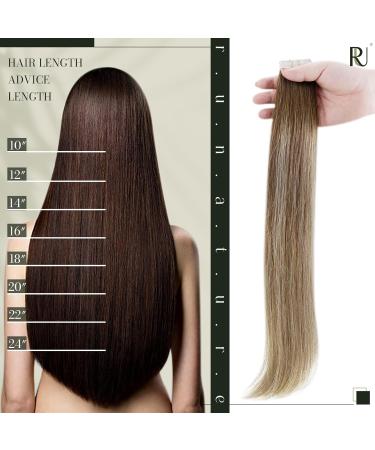 Runature Ombre Tape-In Extensions - Real Hair Brown & Blonde 55cm 20 Pieces #3/8/25 Remy Quality - Buy Online on GoSupps.com