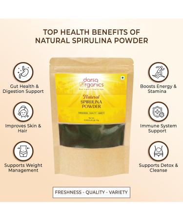 Darsa Organics Spirulina Powder 4 oz - USDA Organic Super Greens Plant-Based Spirulina Protein Powder for Smoothies - Non-GMO Vegan Kosher - Buy Online on GoSupps.com