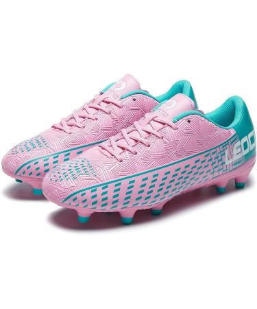 LEOCI Unisex Soccer Cleats Firm Rugby Boots 4.5 Pink-Aquamarine - Men's and Women's Outdoor Football Shoes - Buy Online on GoSupps.com