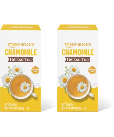 Amazon Grocery Chamomile Herbal Tea Bags 20 Ct Pack of 2 (Previously Happy Belly Packaging May Vary)