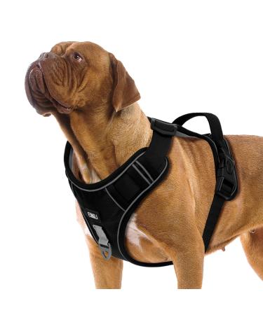 Etaccu dog harness without train and chokes with handle adjustable no-pull dishes breastware safety harness Reflectioning softly padded breathable medium dog black M